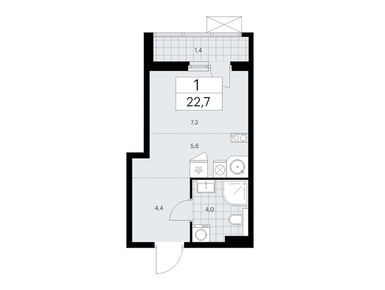 Студия 22.70 кв.м, ЖК «Бунинские кварталы», 9 386 904 руб.