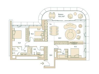 Планировки четырехкомнатные в Springs (Спрингс)