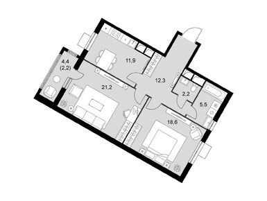 2-комнатная 74.00 кв.м, ЖК «Римский», 20 068 800 руб.