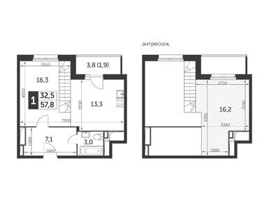 1-комнатная 57.80 кв.м, ЖК «Настроение», 20 890 394 руб.