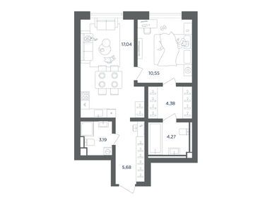 1-комнатная 45.11 кв.м, ЖК «УЛЬТИМА Сити», 21 731 291 руб.