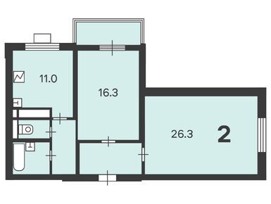 2-комнатная 68.90 кв.м, Жилой дом «Городская ул., д.12, 14», 14 475 890 руб.