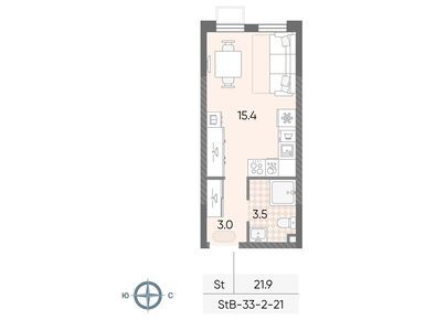 Студия 21.92 кв.м, ЖК «Лучи», 8 625 052 руб.