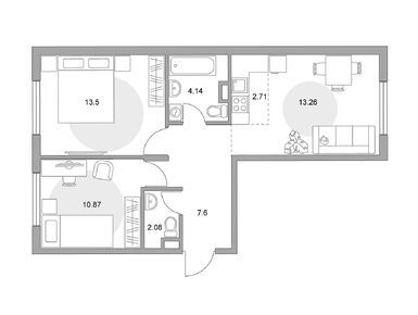Планировки трехкомнатные в ЖК «Аникеевский»