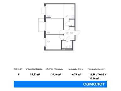 Планировки двухкомнатные в ЖК «Прибрежный Парк»