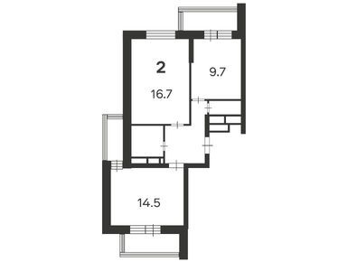 Планировки двухкомнатные в Жилой дом «Долгопрудная ал., д. 14, к. 2»