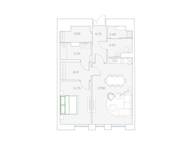 1-комнатная 71.00 кв.м, Клубный дом Duo (Дуо), 199 604 000 руб.