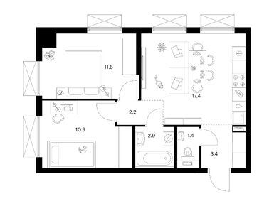 Планировки двухкомнатные в Томилинский бульвар