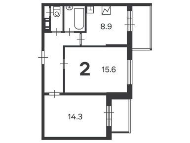 2-комнатная 51.40 кв.м, Жилой дом «Долгопрудная ал., д. 14, к. 1», 15 543 562 руб.
