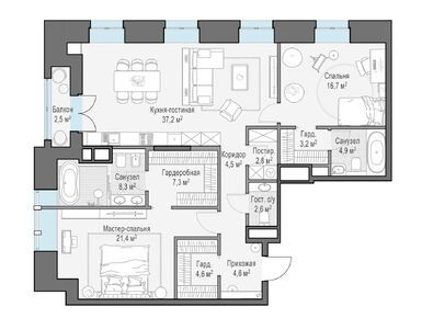 Планировки двухкомнатные в Дом «Чистые Пруды»