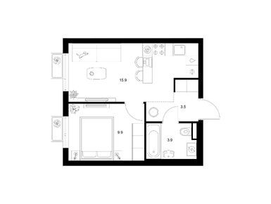 Планировки однокомнатные в Белая Дача парк