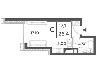 Планировки студии в ЖК Will Towers (Вилл Тауэрс)