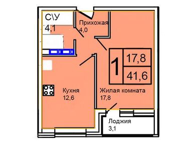 Планировки однокомнатные в ЖК «Троицкий»