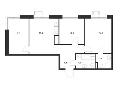 Планировки трехкомнатные в ЖК Foreville (Форевилль)