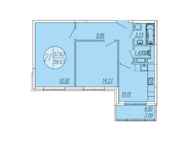 Планировки двухкомнатные в ЖК «Шолохово»