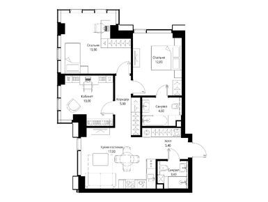 Планировки трехкомнатные в Мультиквартал CITYZEN (Ситизен)