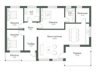 3-комнатная 126.65 кв.м, Коттеджный поселок Art house (Арт Хаус), 13 490 000 руб.