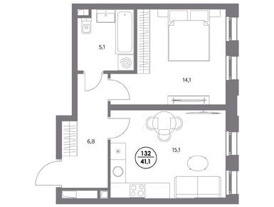 1-комнатная 41.10 кв.м, ЖК «Адмирал», 20 002 406 руб.