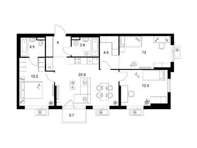 Планировки трехкомнатные в Ярославский квартал