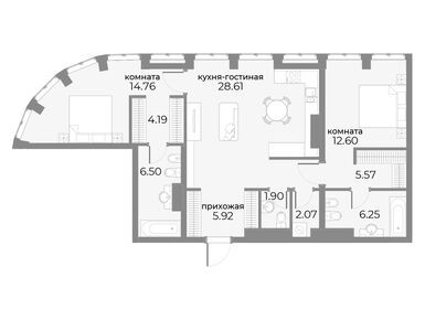 Планировки 2-к. апартаменты в Sky View (Скай Вью)