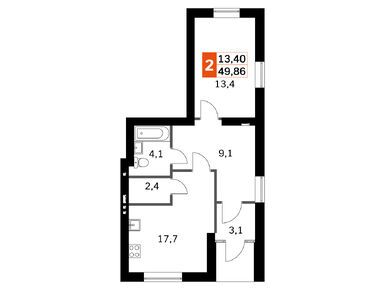 1-комнатная 49.00 кв.м, ЖК «Парк Апрель», 14 063 000 руб.