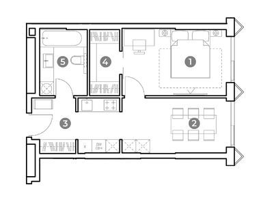 Планировки 1-к. апартаменты в NAMETKIN TOWER (Наметкин Тауэр)