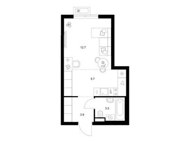 Студия 28.80 кв.м, Ярославский, 9 155 520 руб.