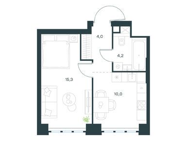 1-комнатная 33.50 кв.м, Левел Южнопортовая, 15 535 844 руб.