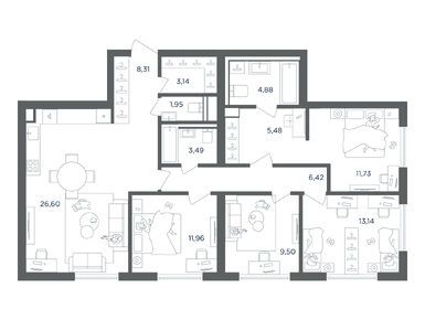 Планировки четырехкомнатные в ЖК ULTIMAcity (Ультимасити)
