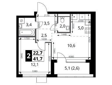 Планировки двухкомнатные в ЖК «1-й Ясеневский» (Первый Ясеневский)