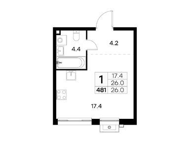 1-комнатная 26.00 кв.м, ЖК «Куркино», 10 083 319 руб.