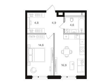 1-комнатная 45.80 кв.м, ЖК «Мангазея на Речном», 23 738 598 руб.