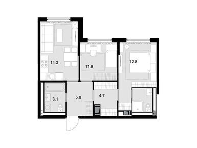 Планировки двухкомнатные в Дом Malevich