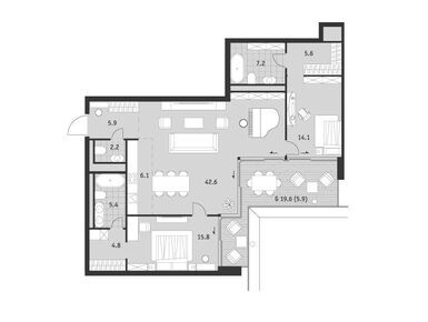 Планировки трехкомнатные в ЖК «Бадаевский»