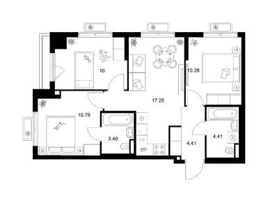 Планировки трехкомнатные в Ильинские луга