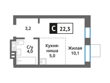 Студия 22.30 кв.м, Смарт квартал «Лесная Отрада», 6 276 558 руб.
