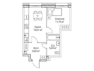 1-комнатная 39.83 кв.м, ЖК SEZAR CITY (Сезар Сити), 23 539 530 руб.