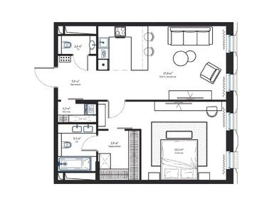 Планировки однокомнатные в ЖК «Дом Франка»
