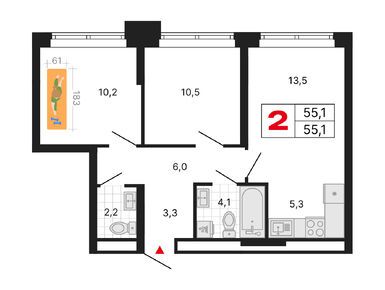Планировки двухкомнатные в ЖК «Бестселлер»