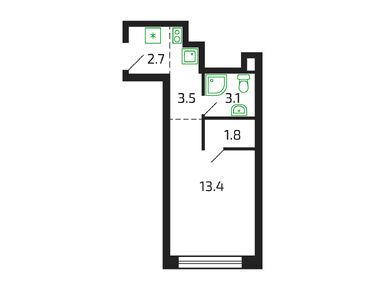 Планировки студии в ЖК «Брусчатый поселок»