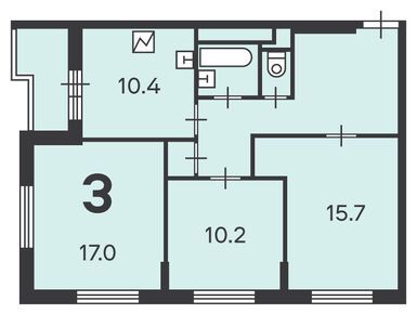 3-комнатная 70.70 кв.м, Жилой дом «Архитектора Власова ул., д. 2», 29 319 290 руб.