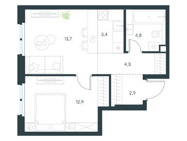 Планировки двухкомнатные в Level Нижегородская