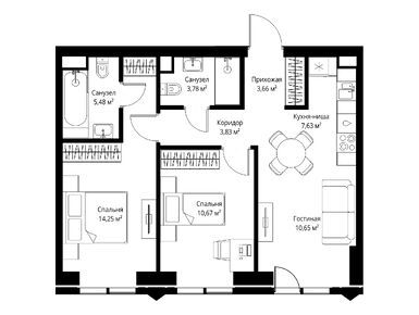 Планировки двухкомнатные в ЖК JOIS (Джойс)