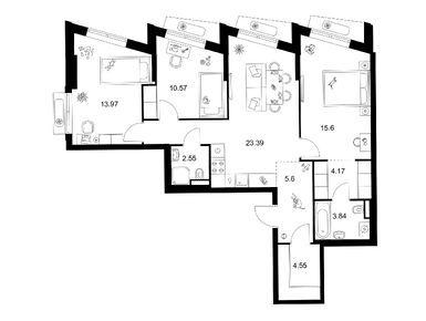 Планировки трехкомнатные в Ильинские луга