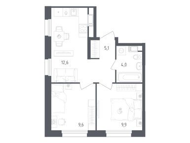 Планировки двухкомнатные в ЖК «Ольховый Квартал»