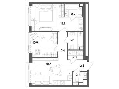 Планировки двухкомнатные в ЖК STONE Grain (Стоун Грейн)