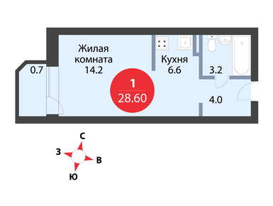 Планировки студии в ЖК «Коренёвский Форт 2.3»