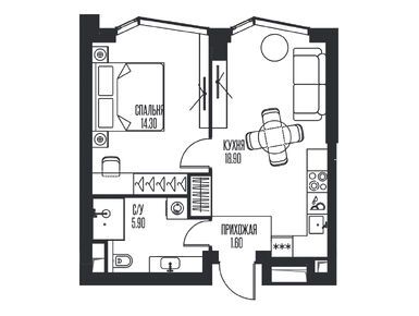 1-комнатная 40.70 кв.м, ЖК Ice Towers (Айс Тауэрс), 35 223 738 руб.