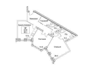 2-комнатная 81.90 кв.м, Клубный дом Full House (Фул Хаус), 42 915 600 руб.