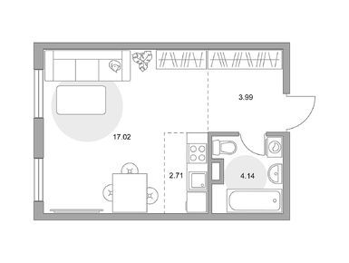 Студия 27.86 кв.м, ЖК «Аникеевский», 5 430 945 руб.